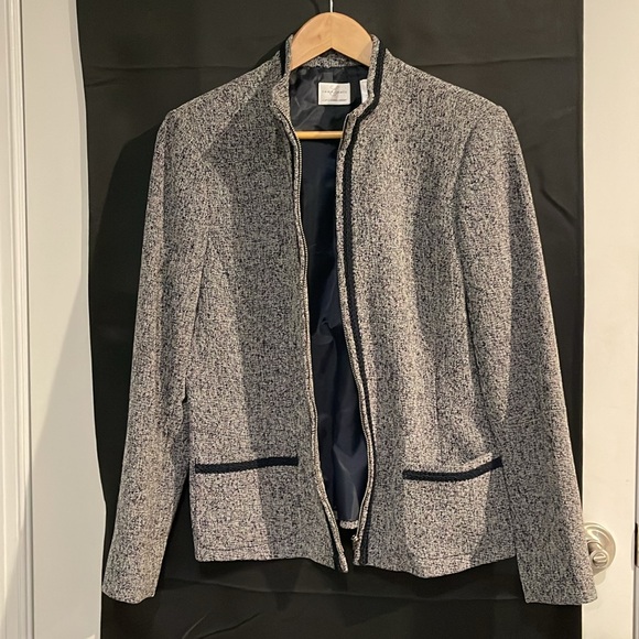 Emma James navy and white tweed jacket women’s size 10 NWOT - Picture 6 of 7